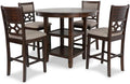 5-Piece Counter Height Dining Set with Table and 4 Chairs, Cherry Brown Kitchen and Dining Room Furniture Collection