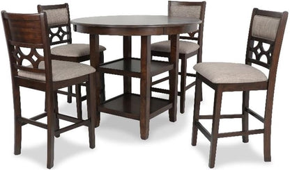 5-Piece Counter Height Dining Set with Table and 4 Chairs, Cherry Brown Kitchen and Dining Room Furniture Collection