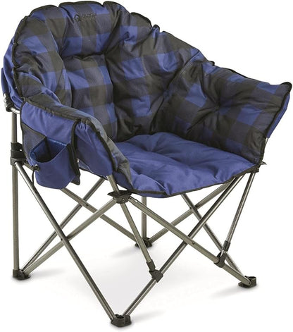 Oversized Folding Camping Chair with Padded Seat, Heavy Duty Portable Outdoor Chair with 500 lb Capacity for Camping, Tailgating, Fishing and Backyard Relaxation