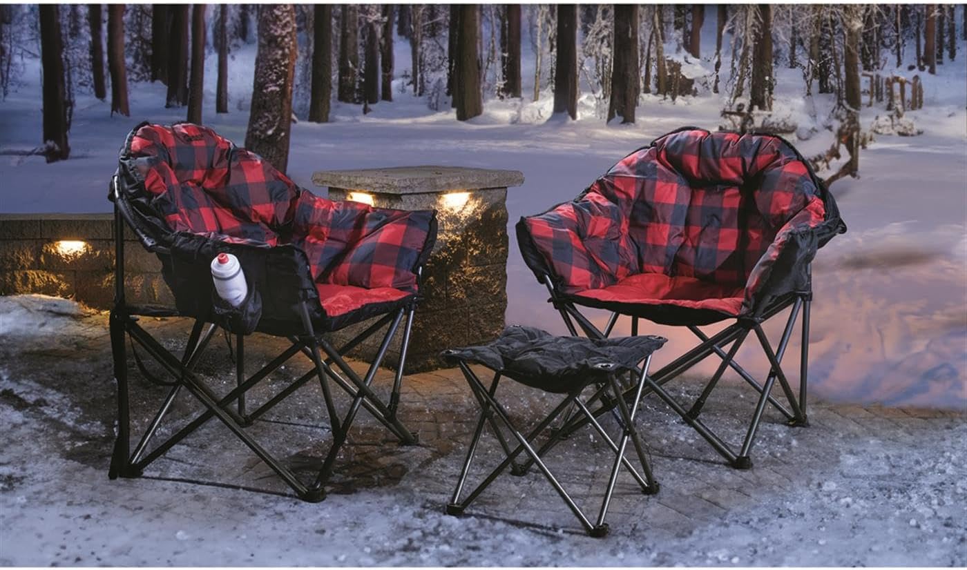 Oversized Folding Camping Chair with Padded Seat, Heavy Duty Portable Outdoor Chair with 500 lb Capacity for Camping, Tailgating, Fishing and Backyard Relaxation