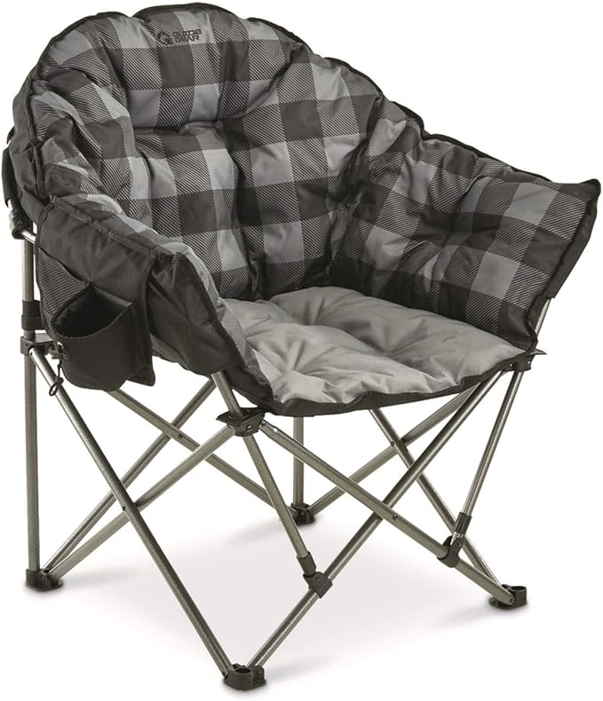 Oversized Folding Camping Chair with Padded Seat, Heavy Duty Portable Outdoor Chair with 500 lb Capacity for Camping, Tailgating, Fishing and Backyard Relaxation