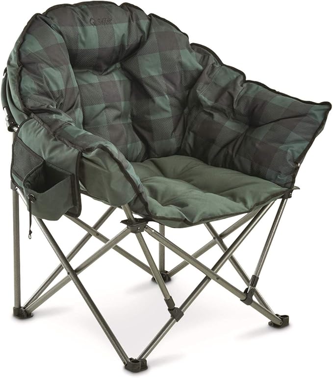 Oversized Folding Camping Chair with Padded Seat, Heavy Duty Portable Outdoor Chair with 500 lb Capacity for Camping, Tailgating, Fishing and Backyard Relaxation