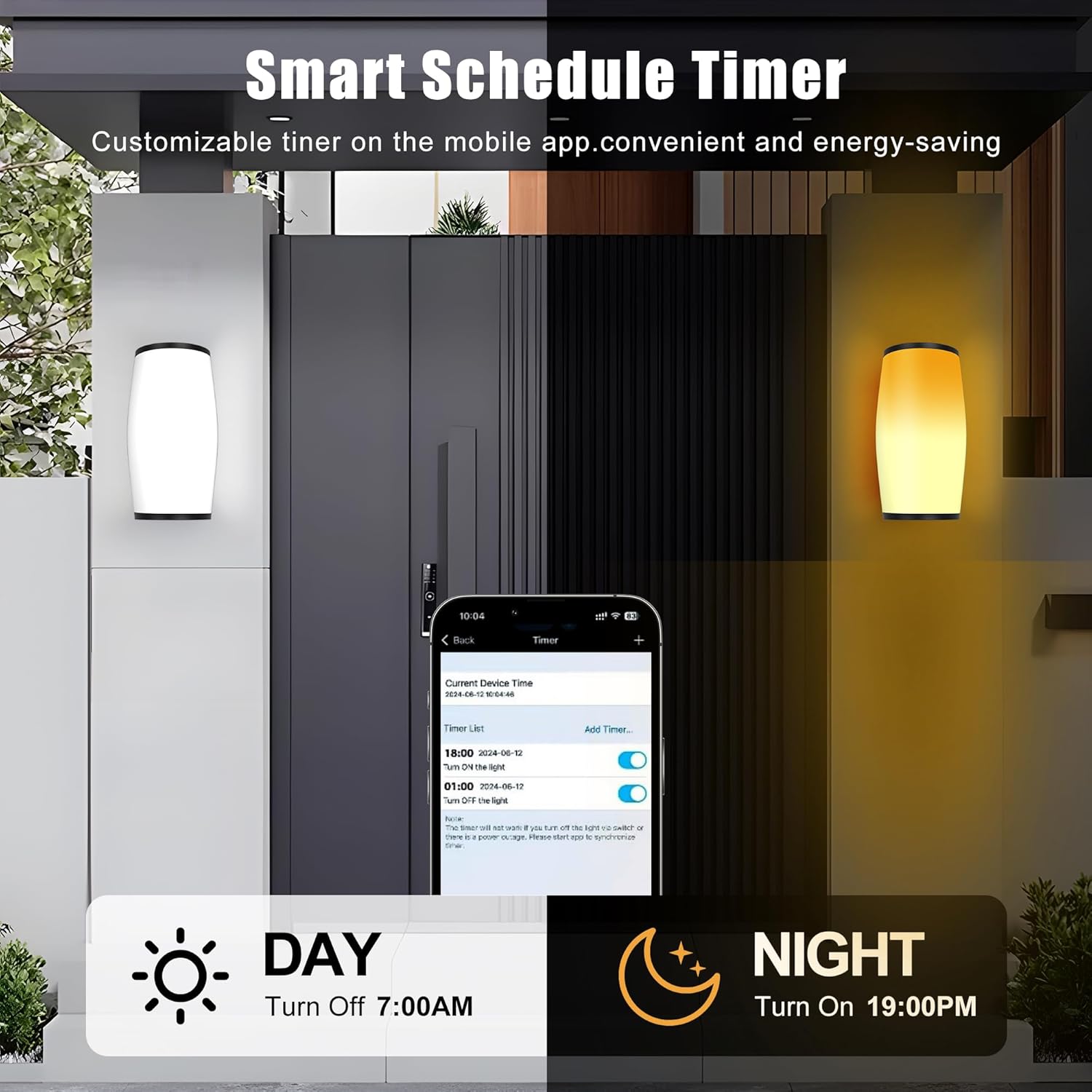Smart RGBIC Outdoor Wall Light with 2400LM LED Brightness, Waterproof Color-Changing Porch Sconce for Patio, Entryway, Garage and Holiday Lighting
