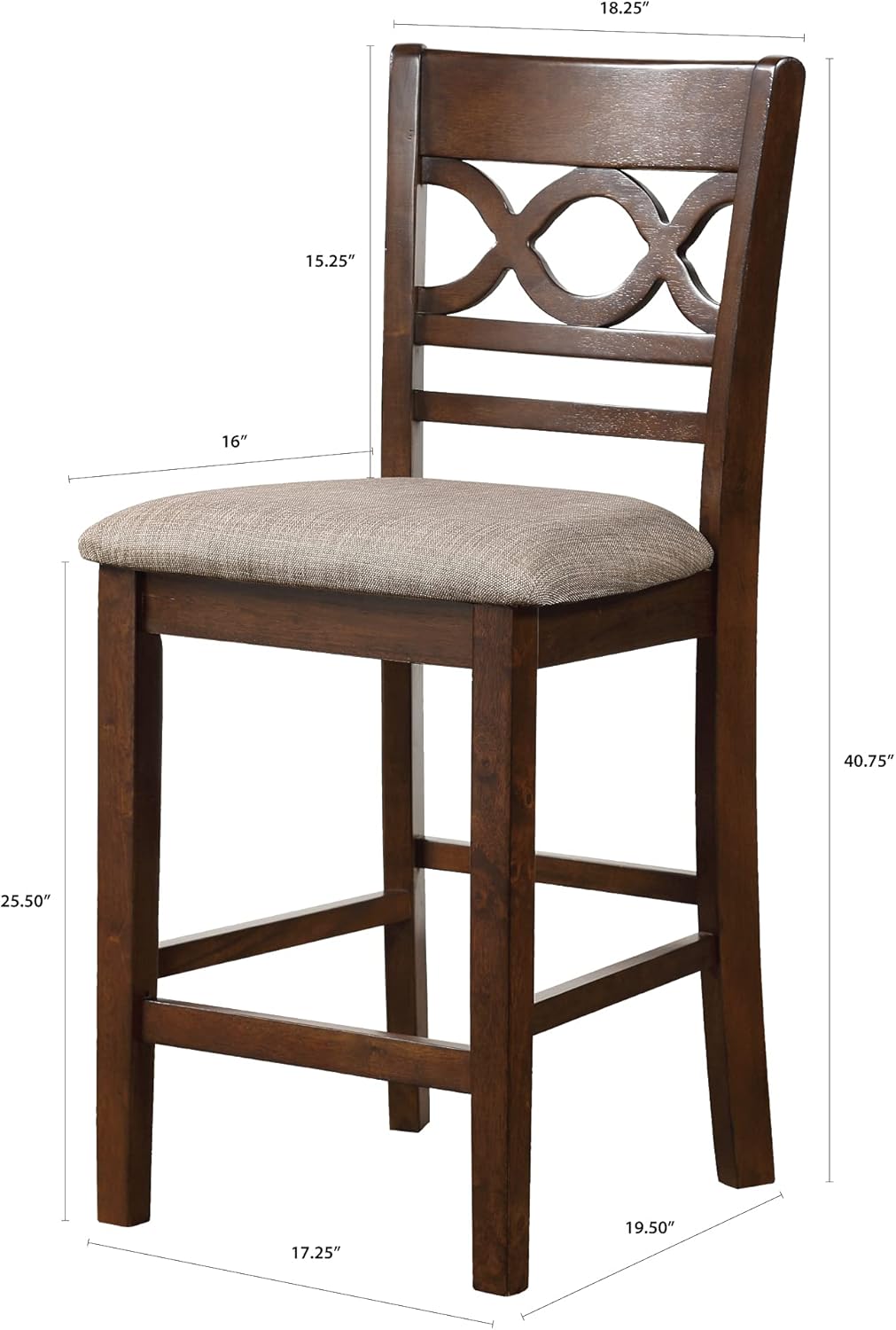 5-Piece Counter Height Dining Set with Table and 4 Chairs, Cherry Brown Kitchen and Dining Room Furniture Collection
