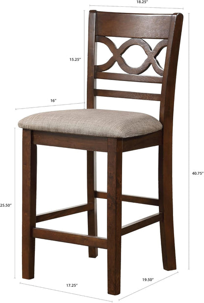 5-Piece Counter Height Dining Set with Table and 4 Chairs, Cherry Brown Kitchen and Dining Room Furniture Collection