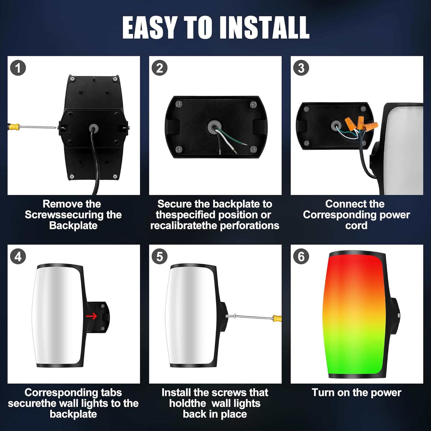 Smart RGBIC Outdoor Wall Light with 2400LM LED Brightness, Waterproof Color-Changing Porch Sconce for Patio, Entryway, Garage and Holiday Lighting