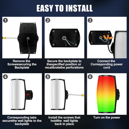 Smart RGBIC Outdoor Wall Light with 2400LM LED Brightness, Waterproof Color-Changing Porch Sconce for Patio, Entryway, Garage and Holiday Lighting