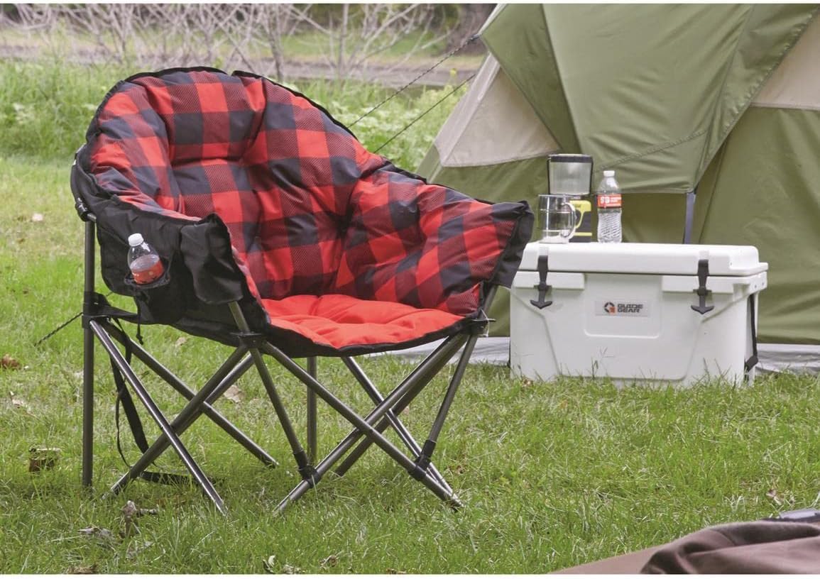 Oversized Folding Camping Chair with Padded Seat, Heavy Duty Portable Outdoor Chair with 500 lb Capacity for Camping, Tailgating, Fishing and Backyard Relaxation