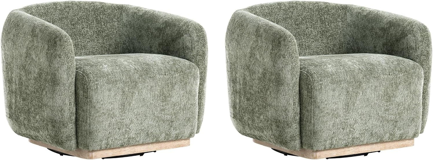 Modern Chenille Accent Chair with Ottoman, Upholstered Lounge Chair and Footrest Set for Living Room, Bedroom, Reading Nook and Home Office