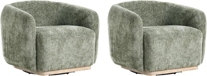 Modern Chenille Accent Chair with Ottoman, Upholstered Lounge Chair and Footrest Set for Living Room, Bedroom, Reading Nook and Home Office