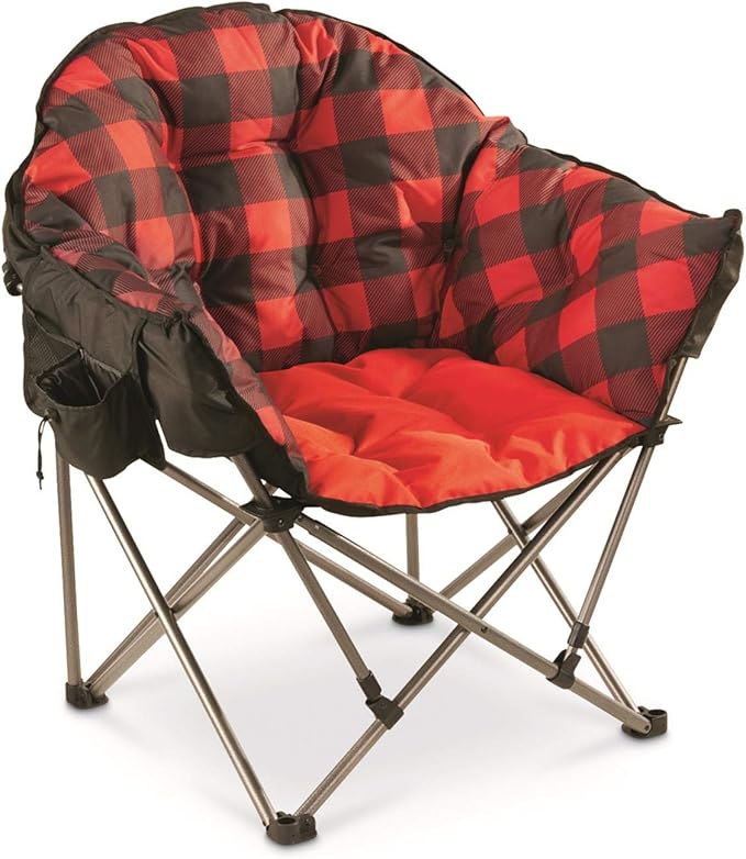 Oversized Folding Camping Chair with Padded Seat, Heavy Duty Portable Outdoor Chair with 500 lb Capacity for Camping, Tailgating, Fishing and Backyard Relaxation