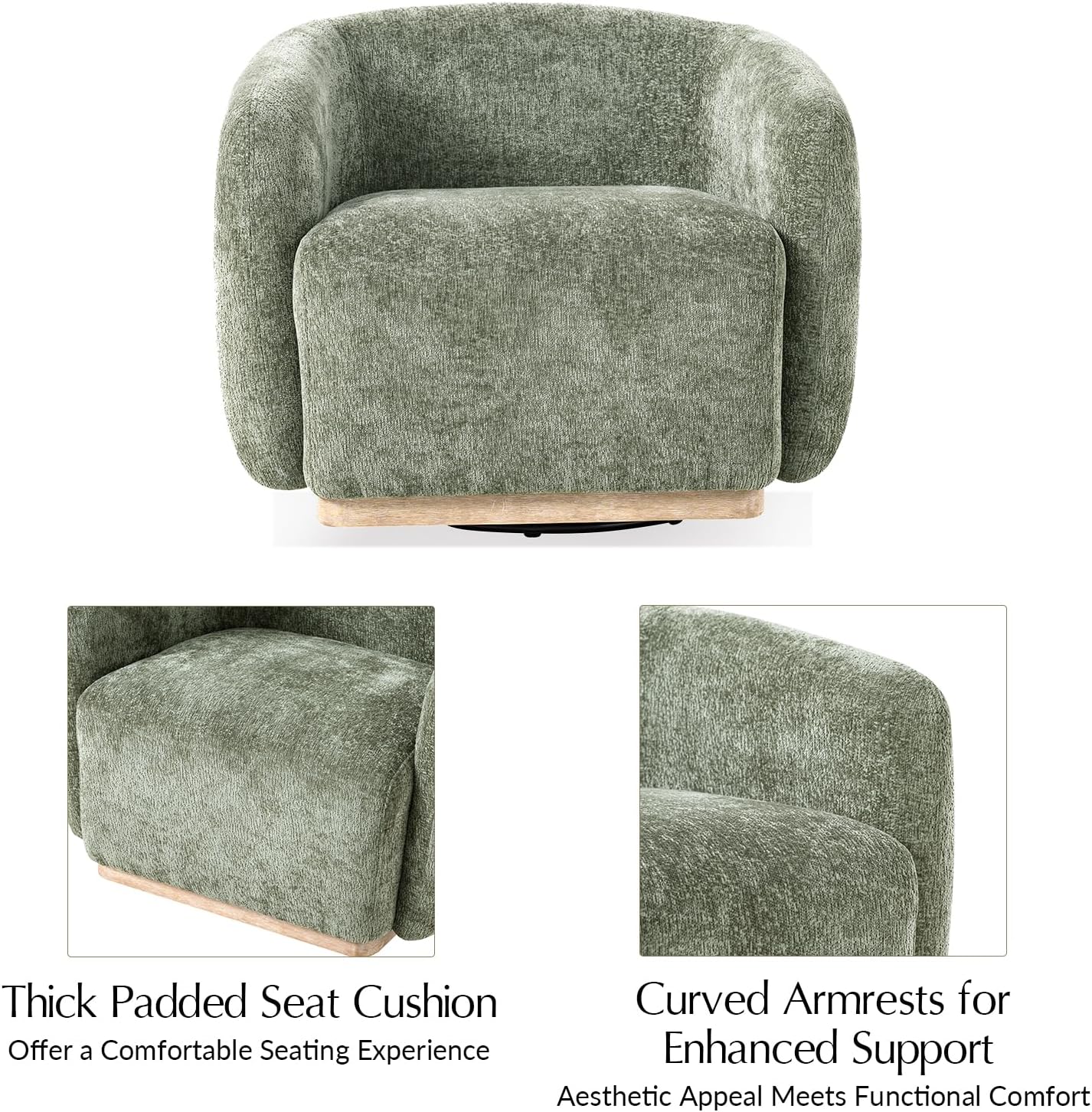 Modern Chenille Accent Chair with Ottoman, Upholstered Lounge Chair and Footrest Set for Living Room, Bedroom, Reading Nook and Home Office