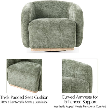 Modern Chenille Accent Chair with Ottoman, Upholstered Lounge Chair and Footrest Set for Living Room, Bedroom, Reading Nook and Home Office