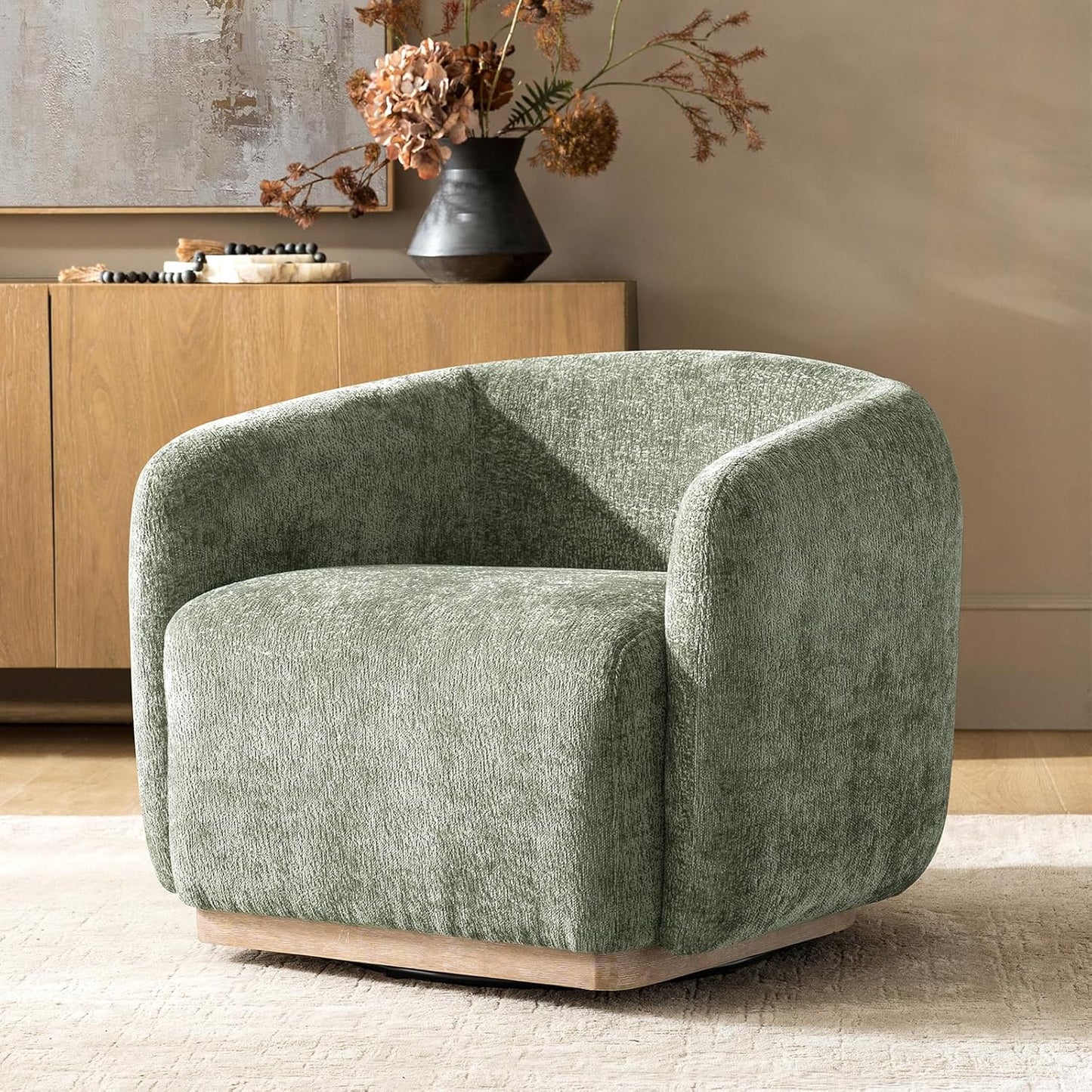 Modern Chenille Accent Chair with Ottoman, Upholstered Lounge Chair and Footrest Set for Living Room, Bedroom, Reading Nook and Home Office