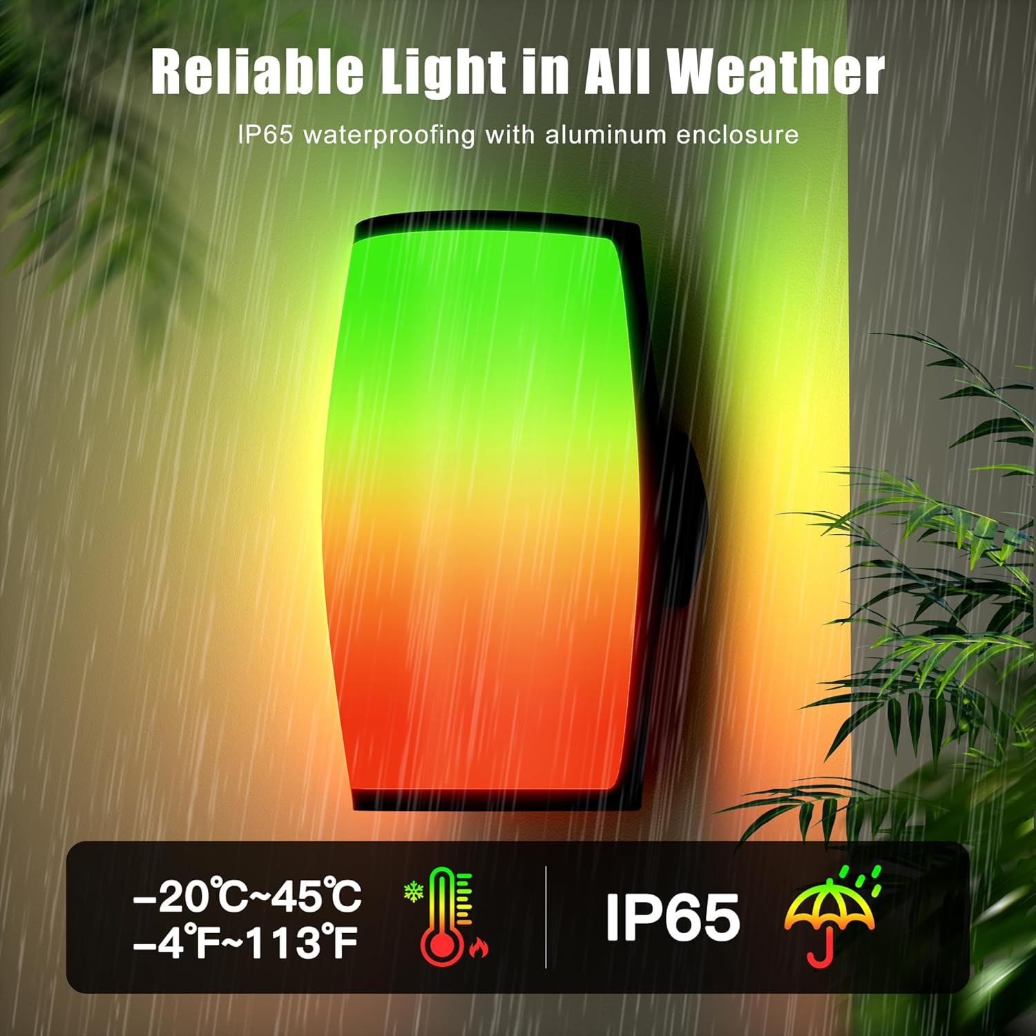 Smart RGBIC Outdoor Wall Light with 2400LM LED Brightness, Waterproof Color-Changing Porch Sconce for Patio, Entryway, Garage and Holiday Lighting