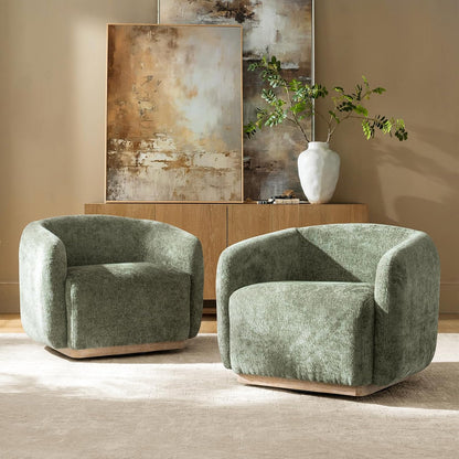 Modern Chenille Accent Chair with Ottoman, Upholstered Lounge Chair and Footrest Set for Living Room, Bedroom, Reading Nook and Home Office