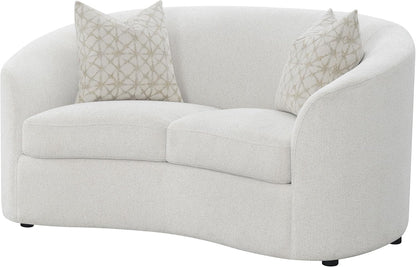 Luxury Bouclé Loveseat Sofa with Curved Arms and Accent Pillows, Modern Upholstered Two-Seat Couch for Living Room, Apartment and Lounge