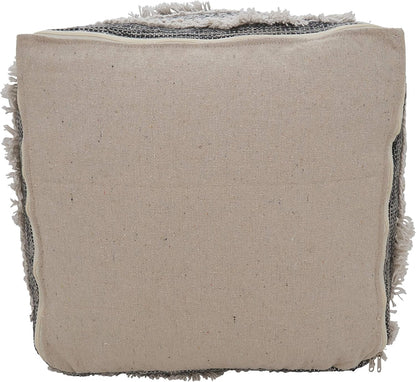 Handwoven Textured Floor Pouf Ottoman, 20 x 20 Inch Decorative Footrest and Extra Seating for Living Room, Bedroom and Modern Home Décor
