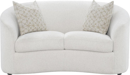 Luxury Bouclé Loveseat Sofa with Curved Arms and Accent Pillows, Modern Upholstered Two-Seat Couch for Living Room, Apartment and Lounge