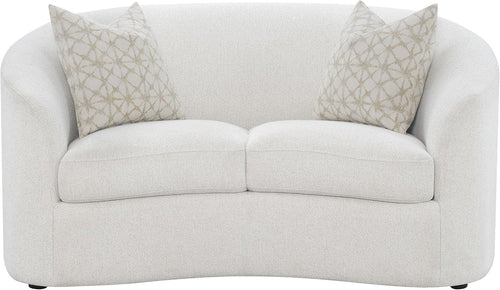 Luxury Bouclé Loveseat Sofa with Curved Arms and Accent Pillows, Modern Upholstered Two-Seat Couch for Living Room, Apartment and Lounge