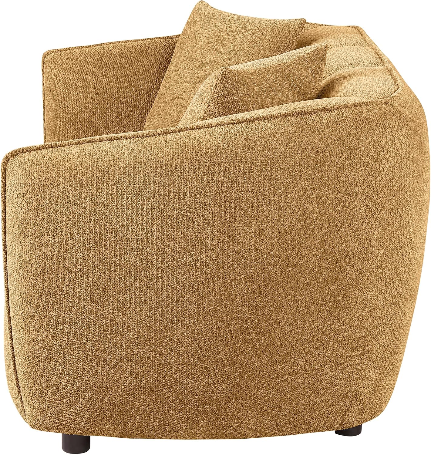 Modern Mustard Yellow Upholstered Loveseat with Vertical Channel Tufting, Rounded Arms and Plush Cushions, Stylish Two-Seater Sofa for Living Room